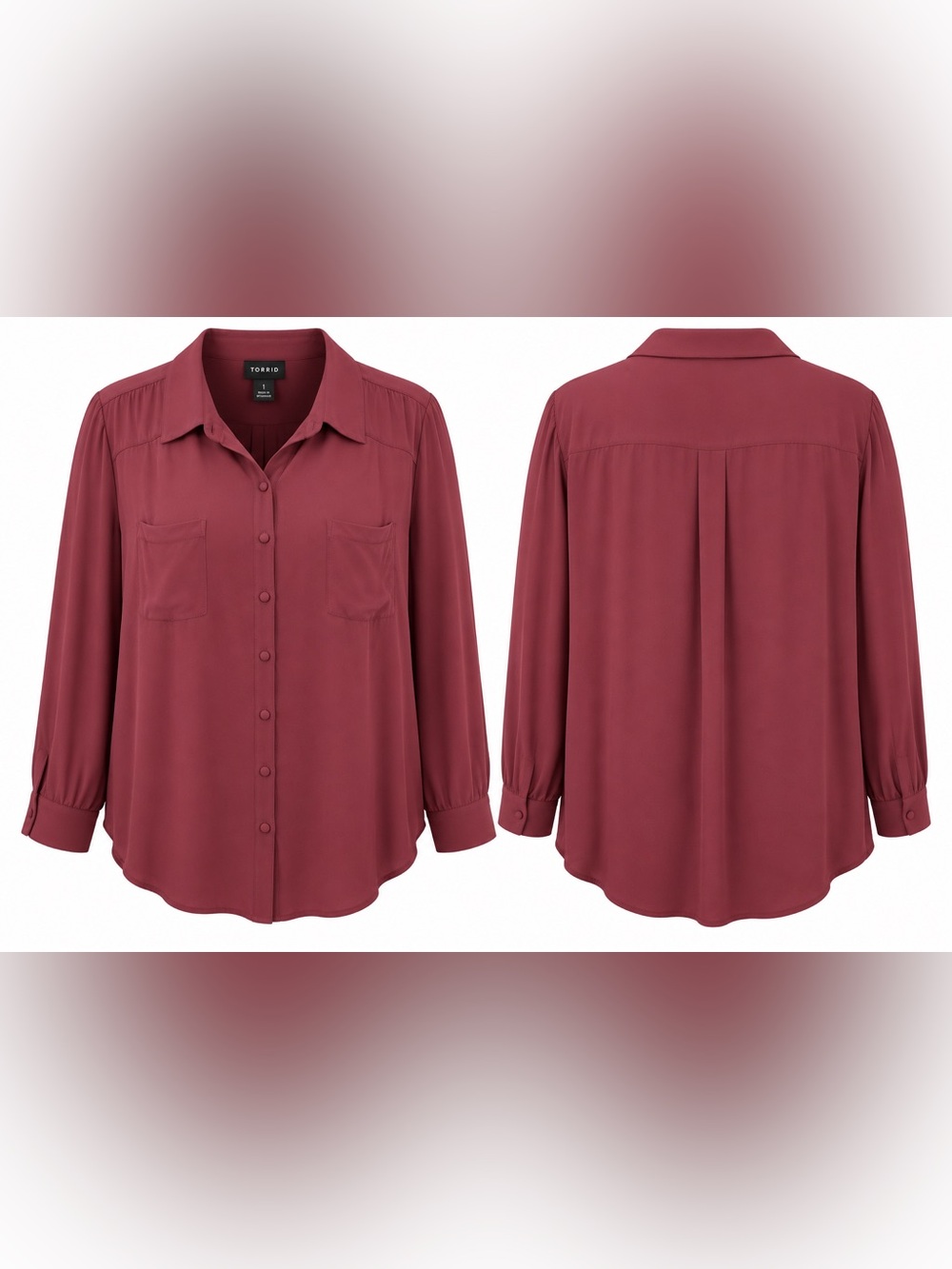 torrid Button-Front Blouse in Burgundy size 1 (14/16)